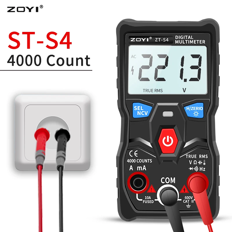 Imagem -05 - Zoyi-testador de Multímetro Digital s1 True Rms Autoranging com Ncv Retroiluminação Lcd Lanterna Como Rm403b