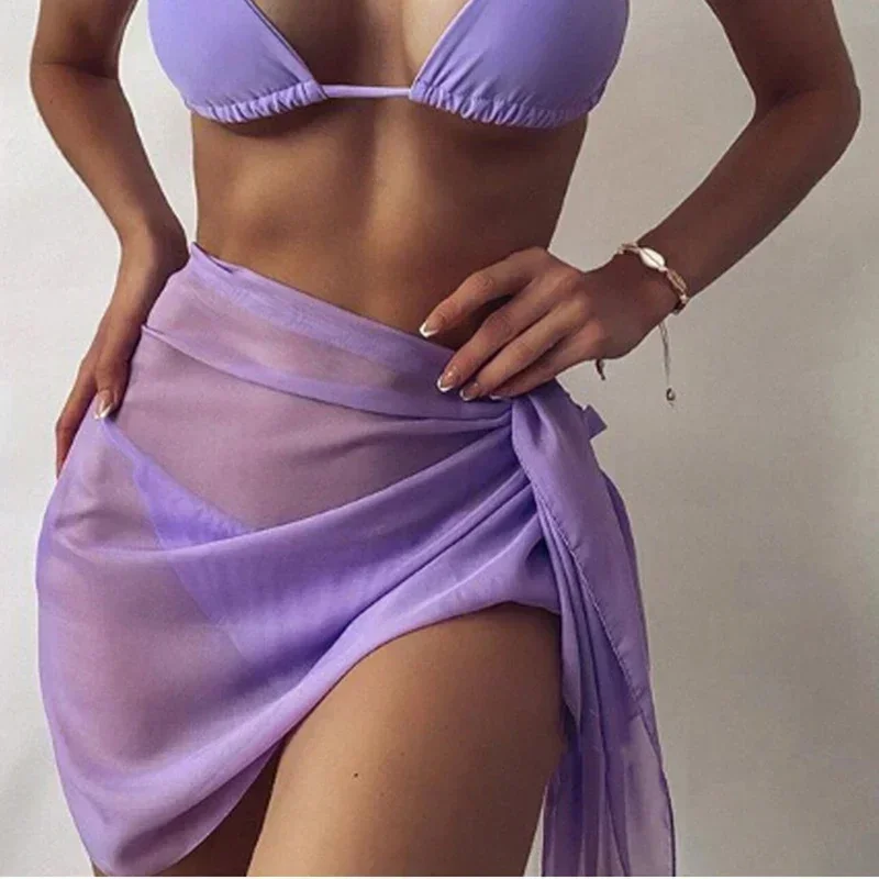 

Women's Sheer Chiffon Bikini Cover Up Wrap Short Skirt Translucent Beach Swimwear Accessory Sexy Summer Vacation Wear