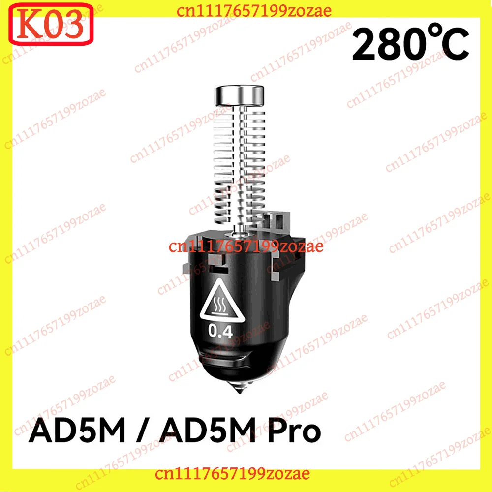 k03 1Pc 0.4mm Nozzle for FLASHFORGE Adventurer 5M Pro AD5M, High Flow 280°C Quick-Detachable Nozzle for High Speed Printing