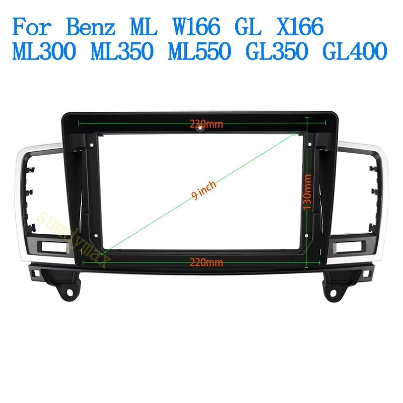 

9inch 2din car radio fascias For Benz ML W166 GL X166 ML300 ML350 ML550 GL350 GL400 Car Radio Video Frame Dashboard Panel