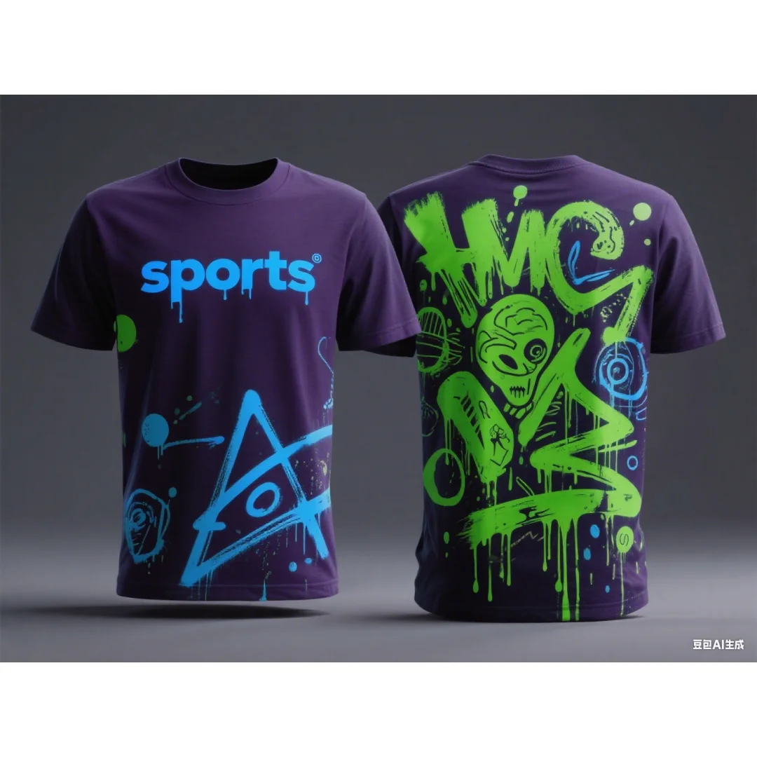 落書きランニングスポーツTシャツ サッカー バドミントン ジャージ 夏 速乾 メンズ レディース 子供服