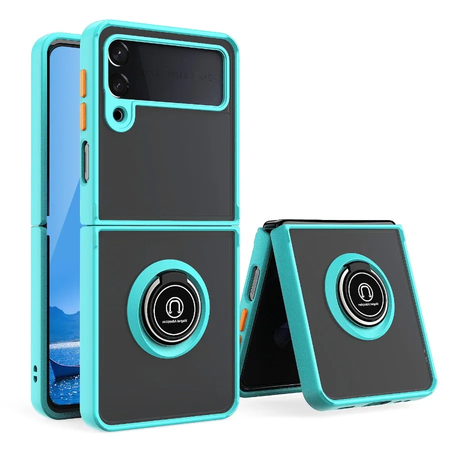 

for Samsung Galaxy Z Flip 4 5G Case, 360 Degrees Rotating Metal Ring Magnetic Support Kickstand Phone Cover for Galaxy Z Flip 4