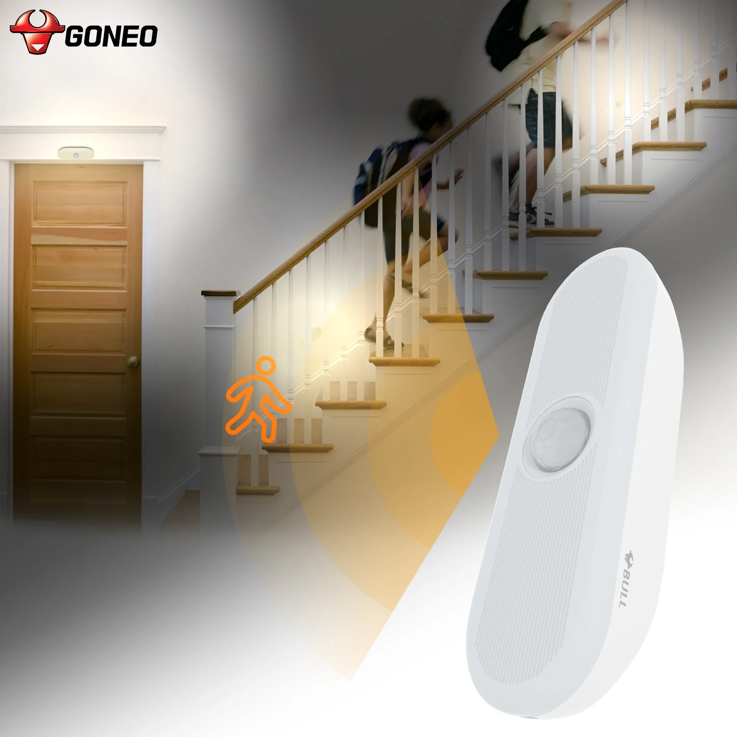 GONEO Motion and Brightness Sensor Light Magnetic Rechargeable Battery LED Night Light for Bedroom Corridor Hallway Closet