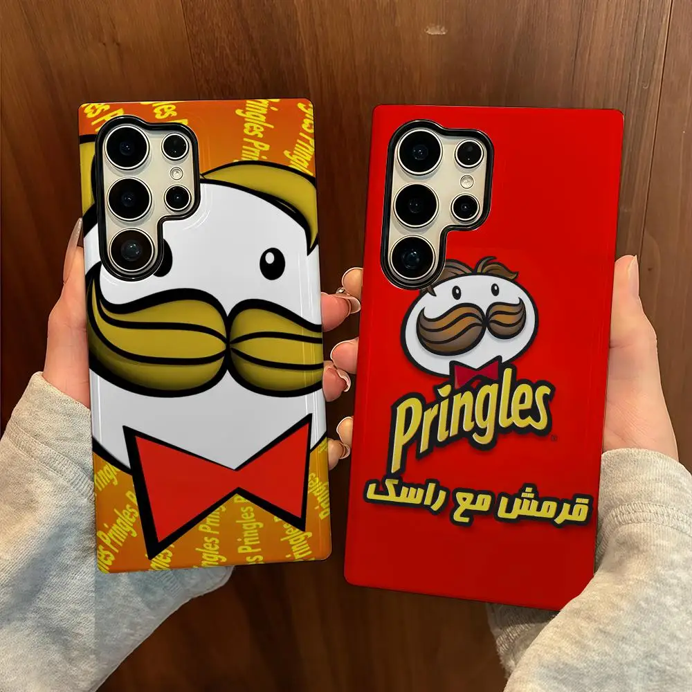 

P-Pringles Phone Case For Samsung S25 Film Shell Luxury GalaxyS24Ultra 23plus S22 21 A56 36 26 16 Double layer Cover