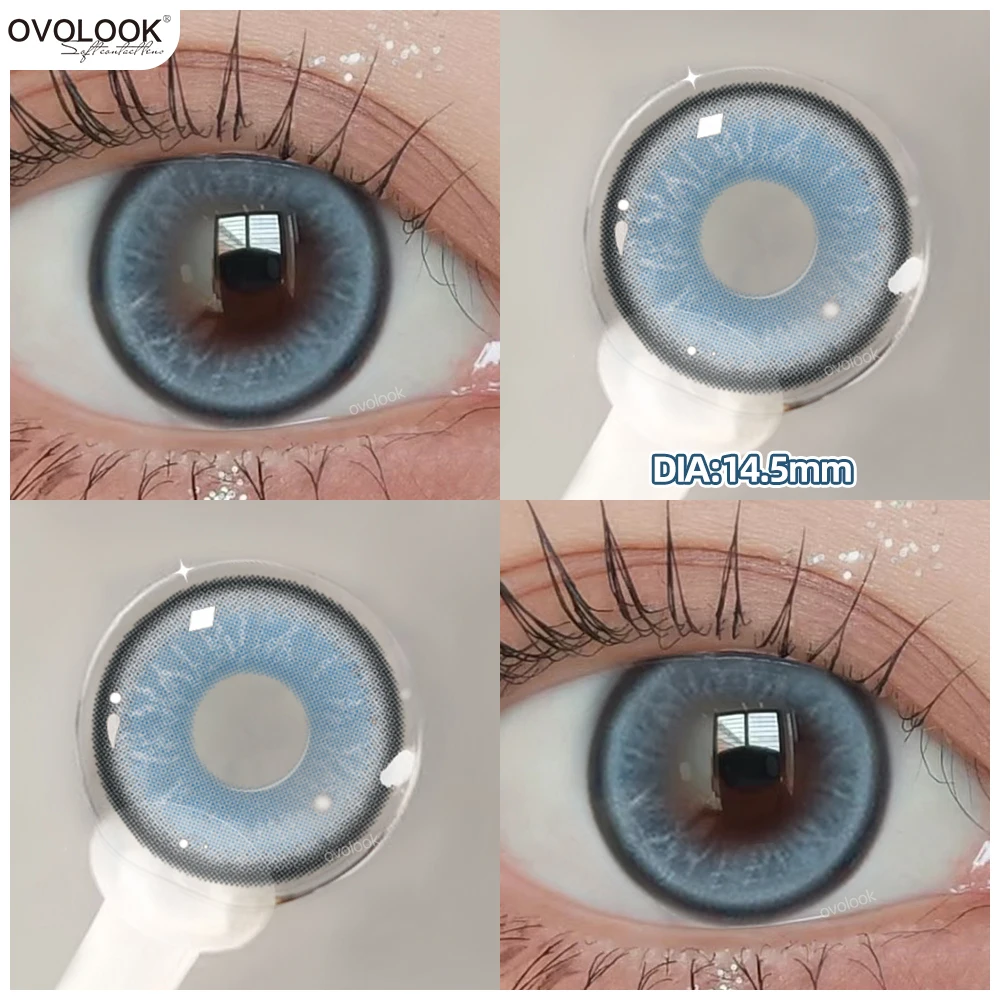 

OVOLOOK-2pcs/pair Blue Lenses for Eyes Fashion Pupils Myopia Color Contact Lenses Large Diameter Eye Colores Beauty Green Lenses