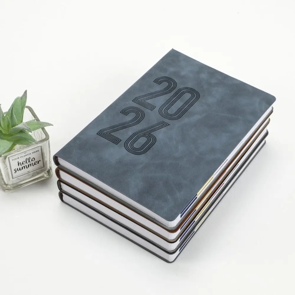 

2026 365 Days Efficiency Notebook Yearly Schedule English Version Office Work Planner Texture PU Soft a5 Agenda Planning Notepad
