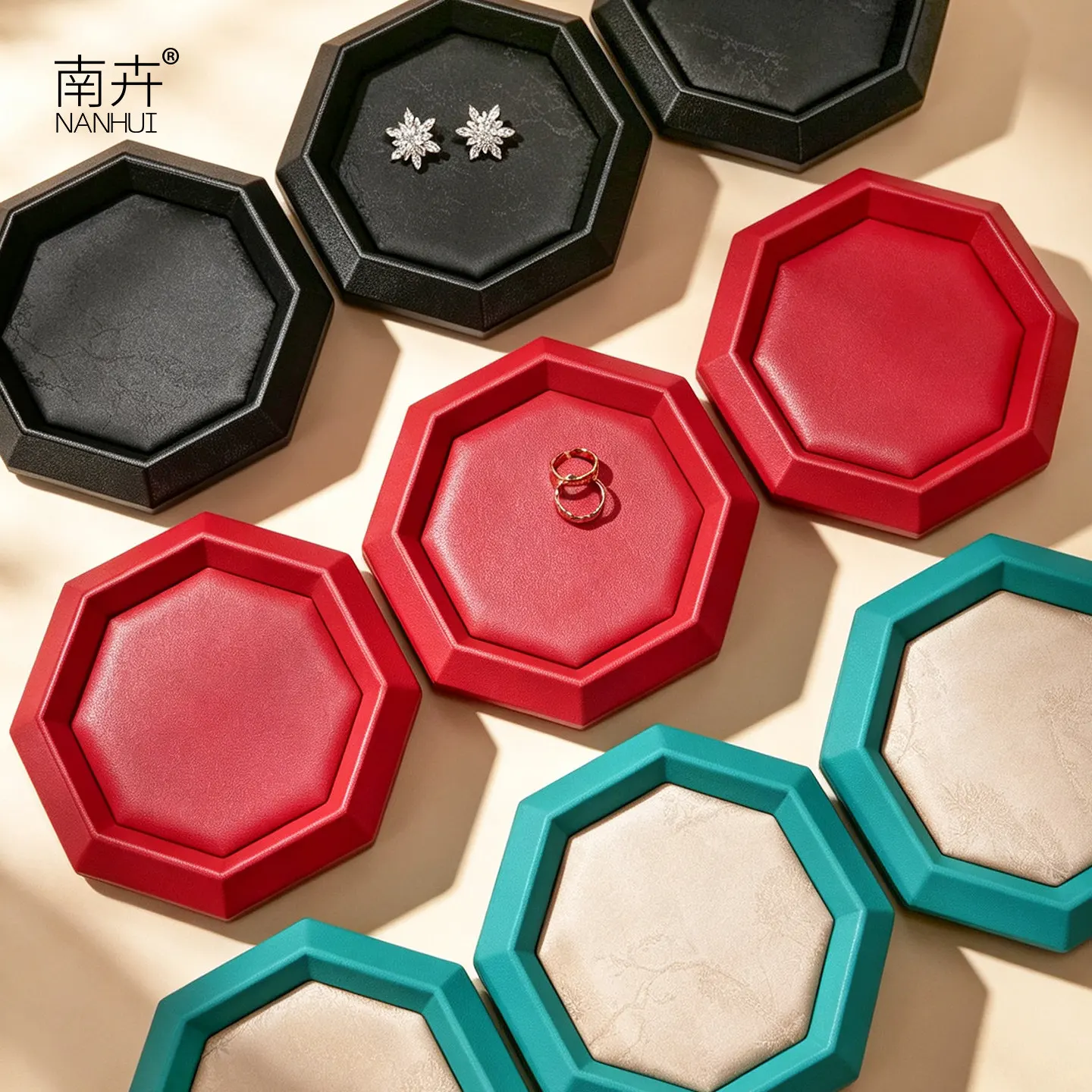 High-end jewelry tray octagonal jewelry display tray gold and silver jade bracelets cultural toys storage tray