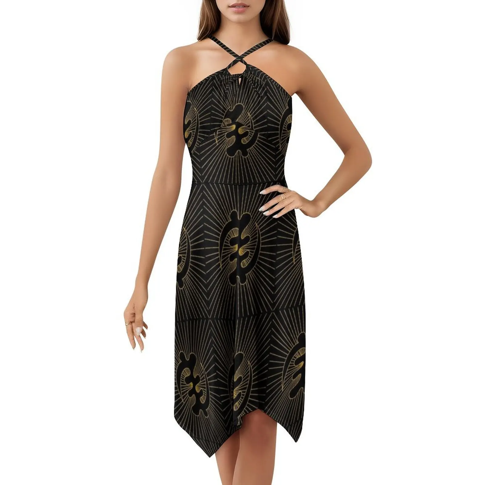 Adinkra Gye Nyame Design di Dopa-Wear Abito da vacanza sexy per le donne Beach Party Compleanno Mini abito Adinkra Gye Nyame Symbol