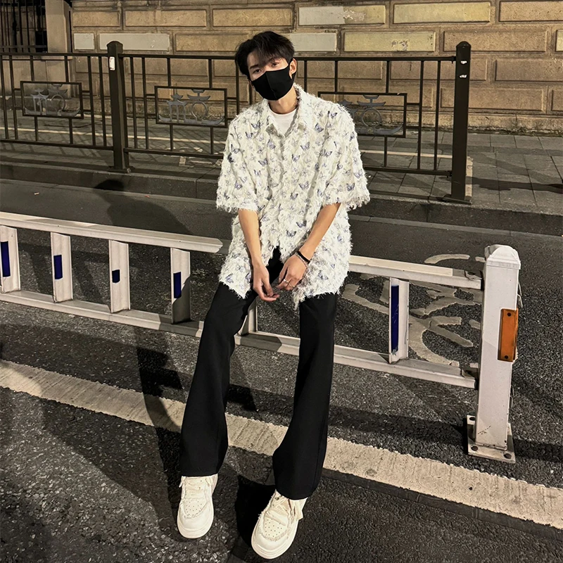 

Мужская летняя футболка с коротким рукавом и бахромой, дизайнерская, премиум-класса, с эффектом легкого аромата