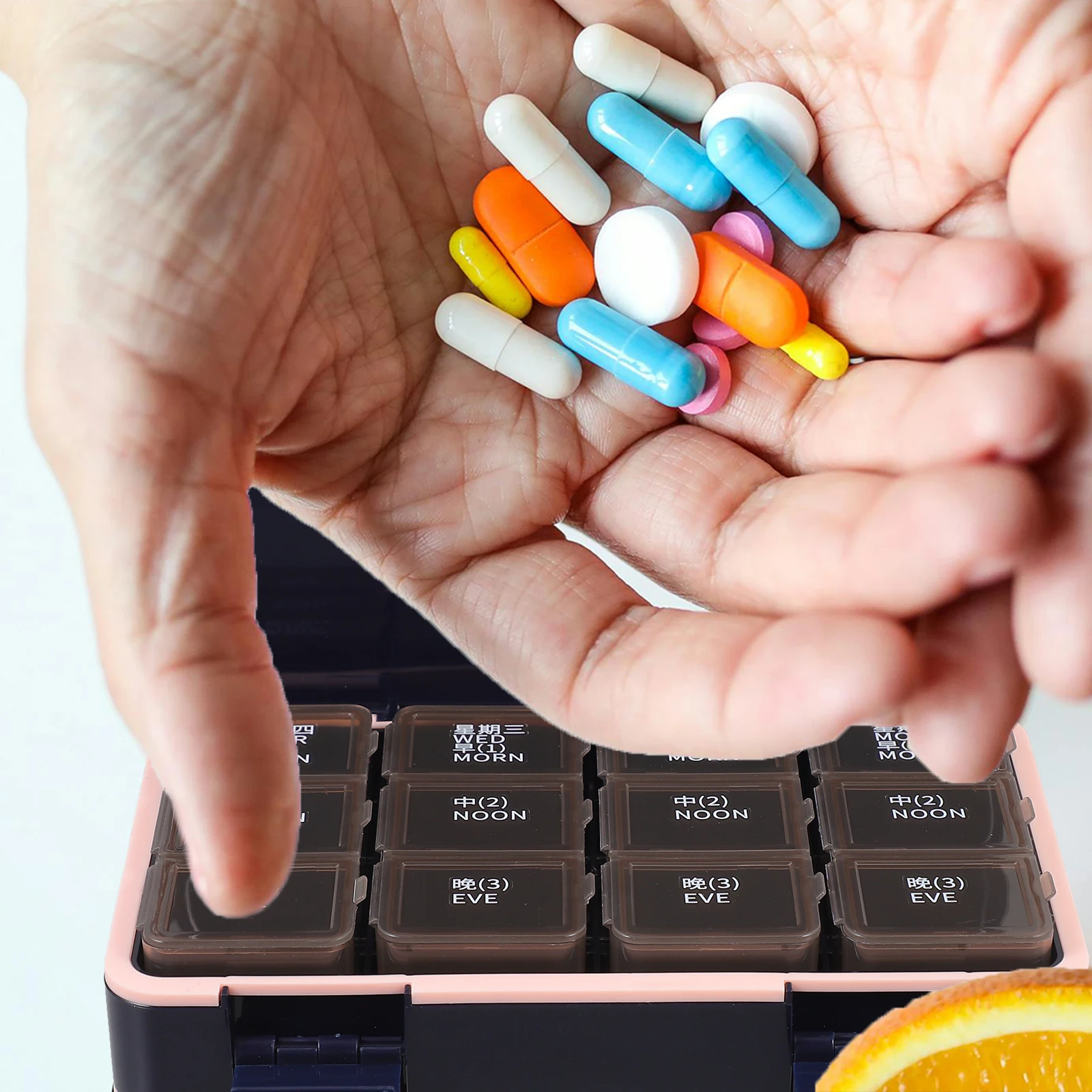 

Compact Weekly Pill Organizer Small Travel Medication Case Carry Daily Container Portable