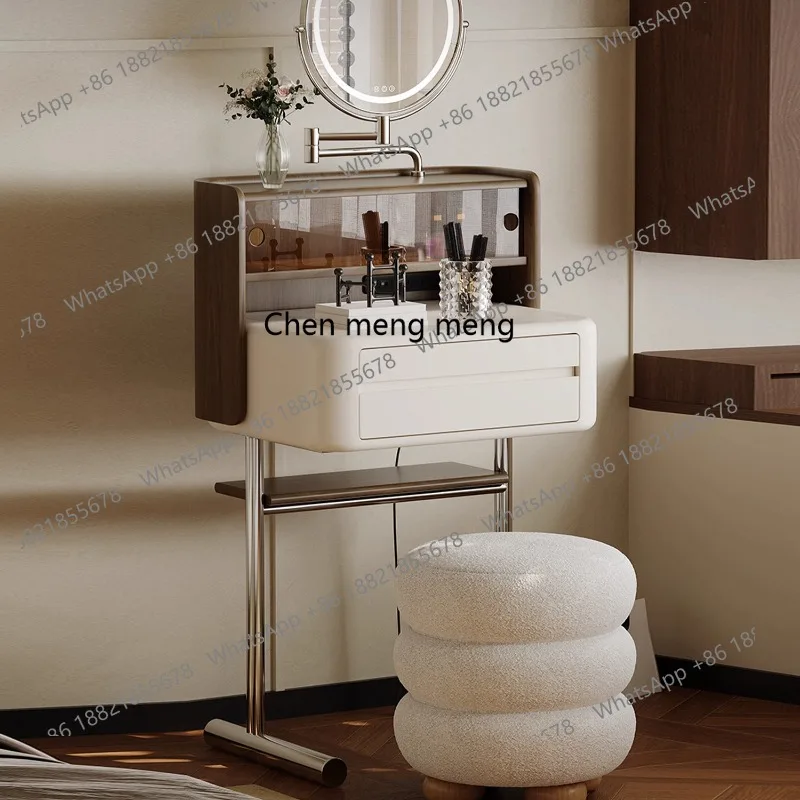 

Modern simple bedroom dresser makeup mirror integrated solid wood master bedroom makeup table shelf