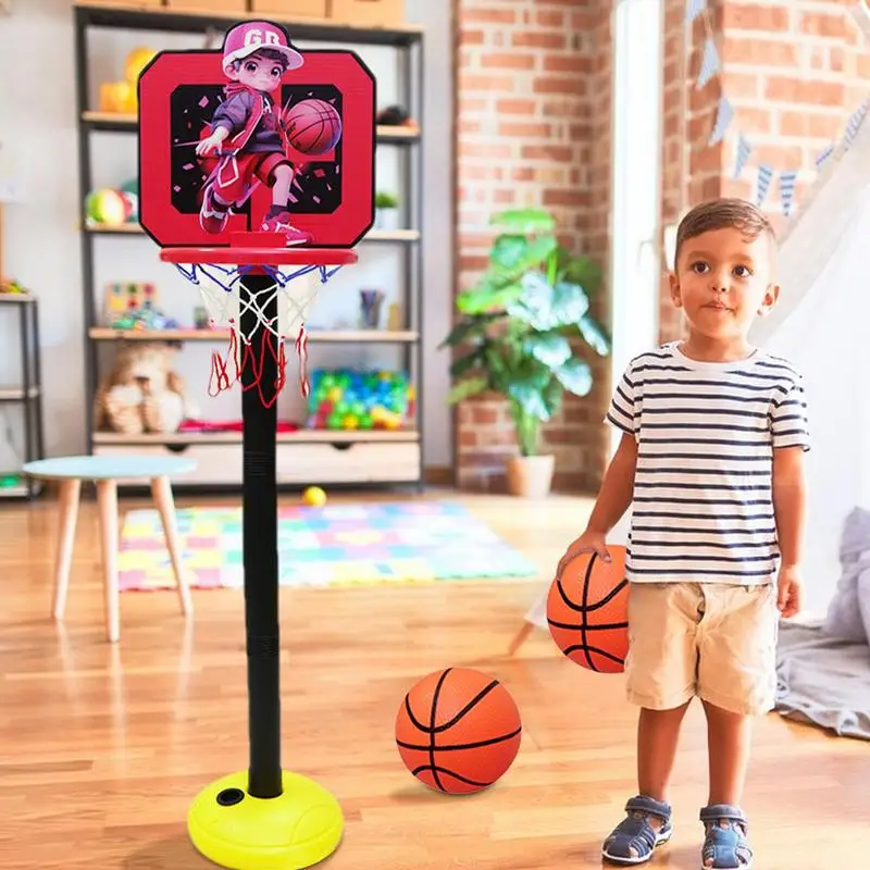 Floor Basketball Hoop Indoor Basketball Stand For Kids Adjustable Height 19.6-44inch Child-friendly Children Basketball Hoop Toy