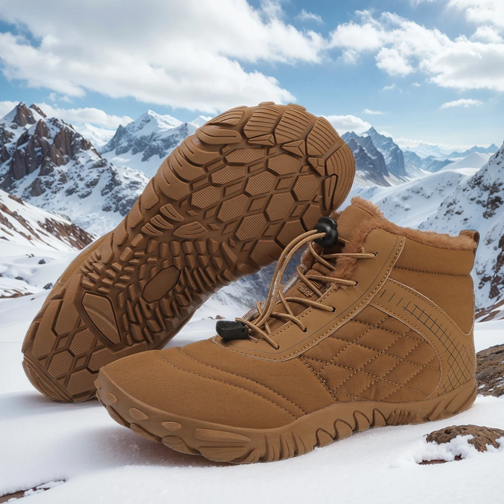Barefoot Snow Boots Outdoor Trekking Shoes Anti Slip Plush Barefoot Shoes Thermal Casual Winter Booties Plush for Outdoor Travel