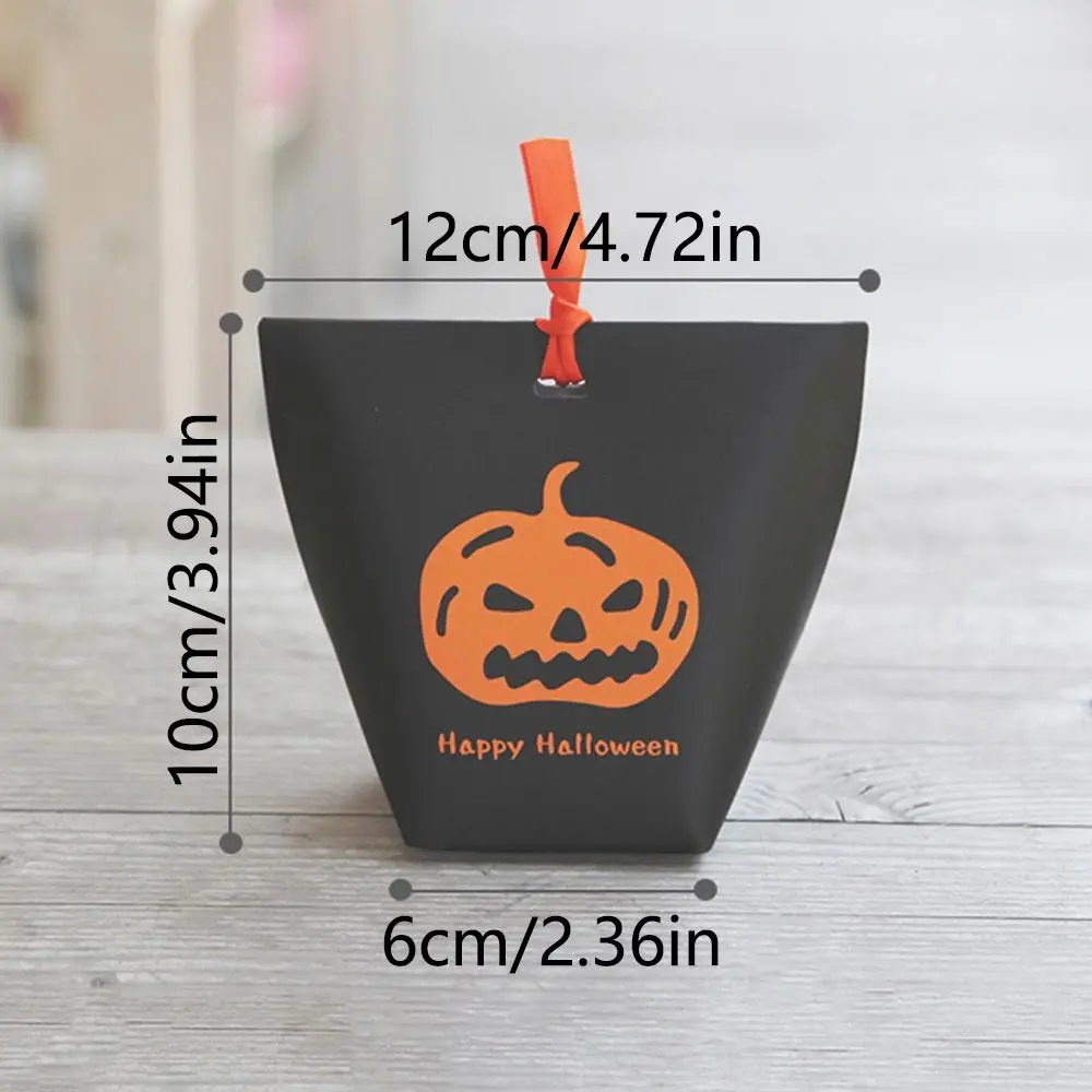 10 Pcs Cardboard Halloween Candy Box Easy To Assemble Ribbons Portable Packaging Bag Durable Widely use