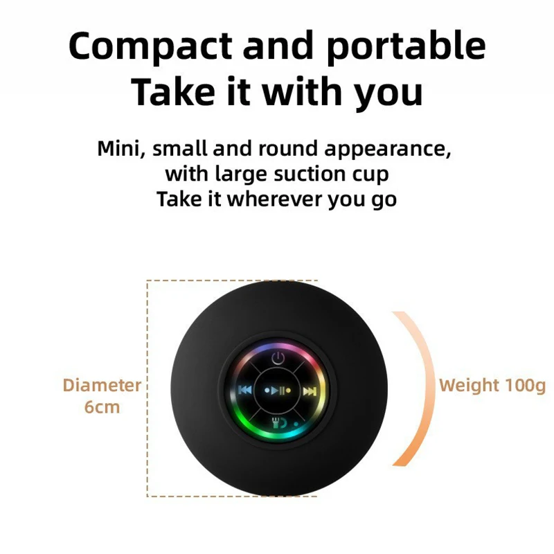 Mini Wireless Bluetooth Speaker IPX4 Waterproof Loudspeaker Portable Bathroom Large Suction Cup Outdoor Stereo Sound Speaker Box