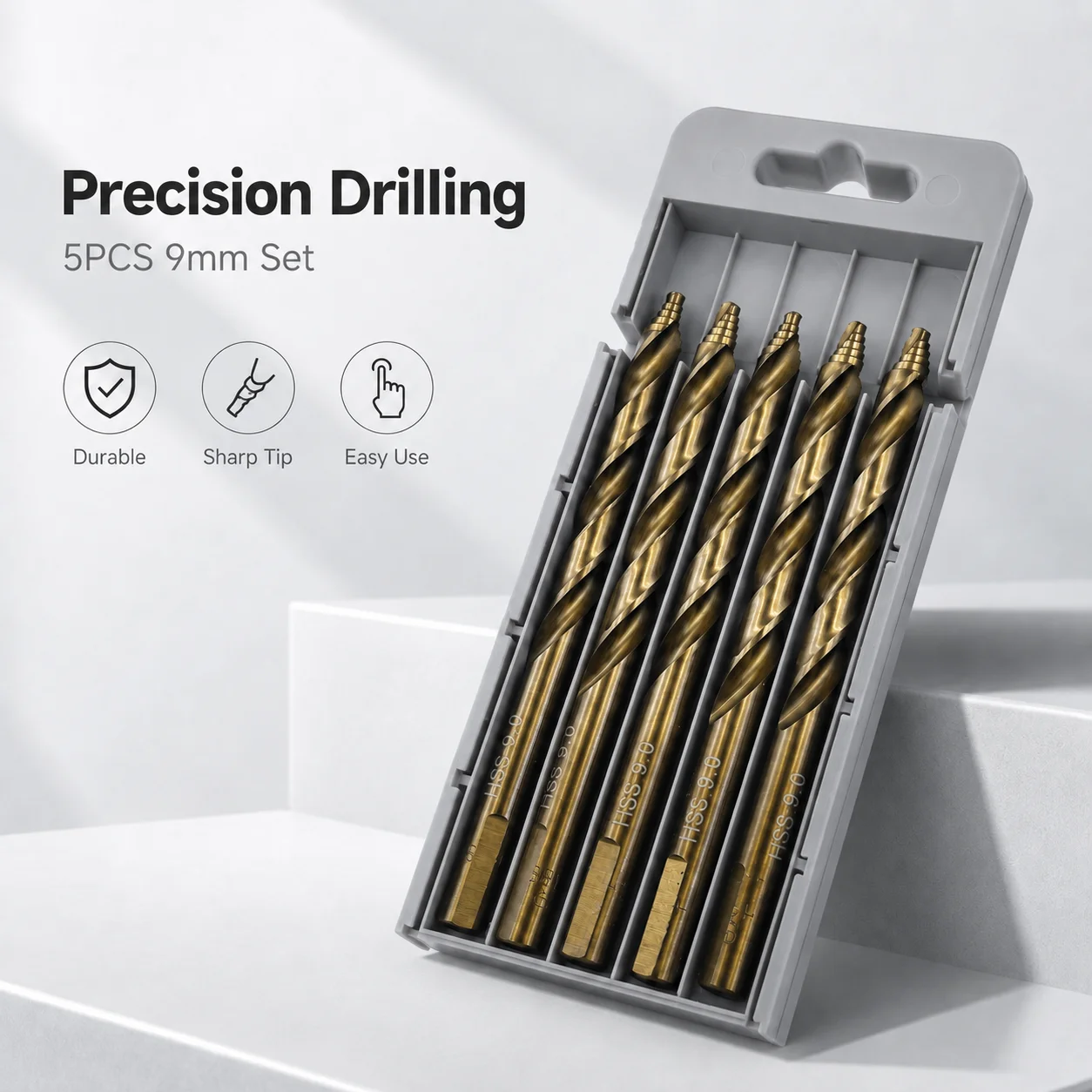5pcs HSS Titanium Coated Twist Drill Bits, Hex Flat Shank Step Tip Drill Bit for Wood, Soft Metal, PVC Plastic DIY Drilling