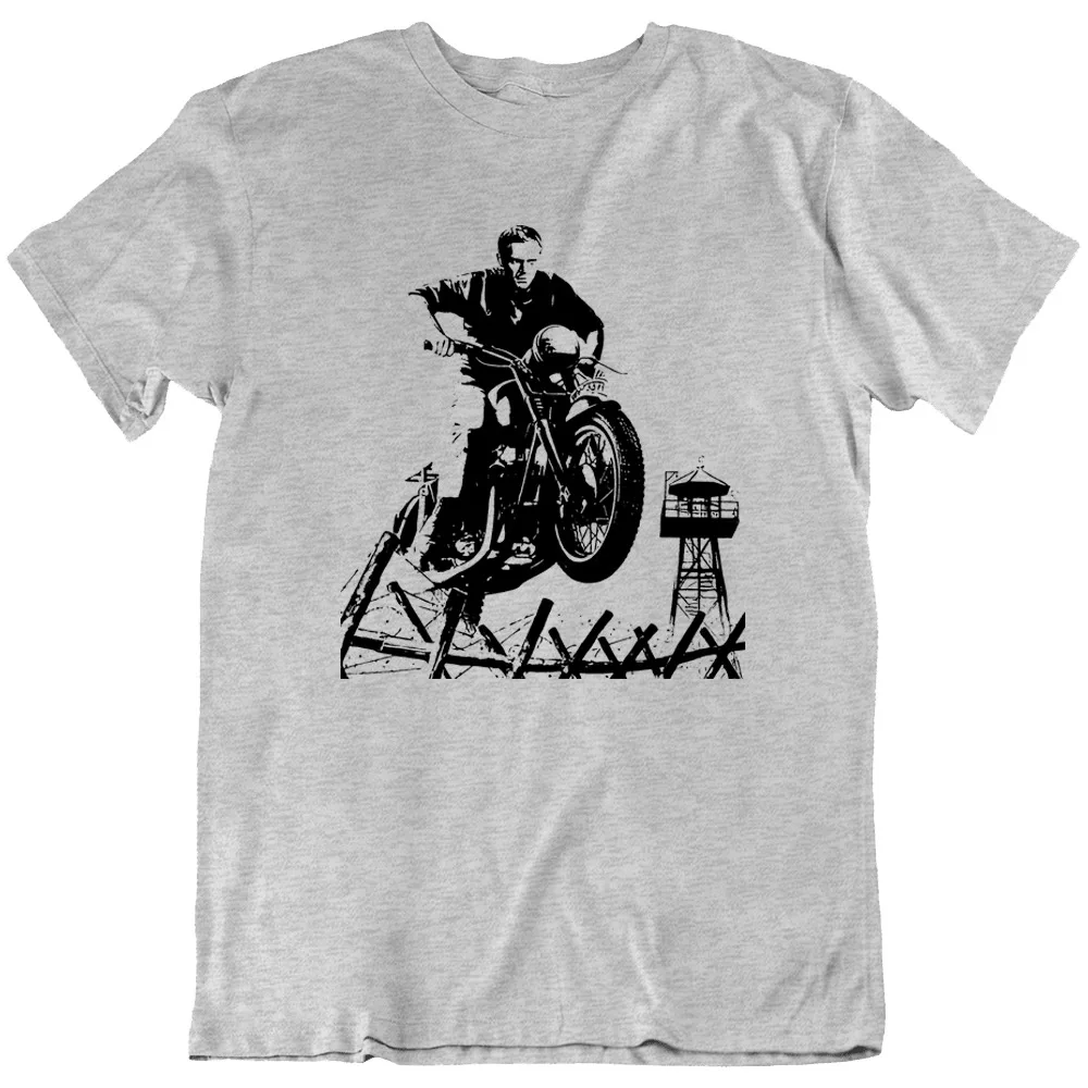 Steve on Motorbike Great Escape Racing Movie T shirt New long or short sleeves