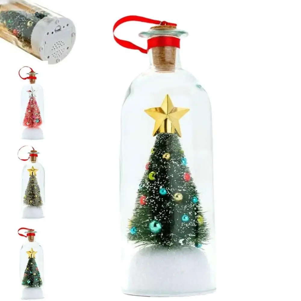 Beschreibbare Weihnachtsbaum-Nachrichtenflasche, Weihnachtsfeiertage, Andenken, Weihnachtsbaumschmuck, verschneite Szene in nostalgischer Flasche