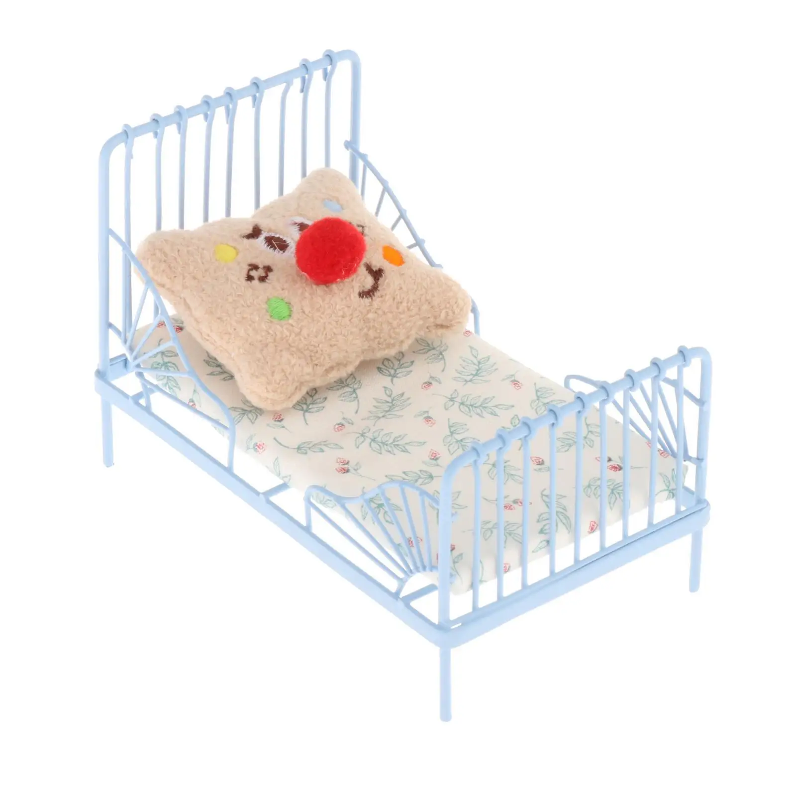 

1/12 Scale Miniature Bed Bird Pattern Nursery Bedroom Furniture Delicate Doll House Dollhouse Furniture for Children Room