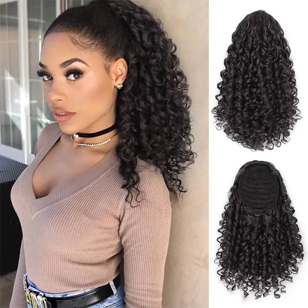 

Drawstring Puff Ponytail Afro Kinky Curly Hair Extension Synthetic Clip in Pony Tail African American Hair Extension