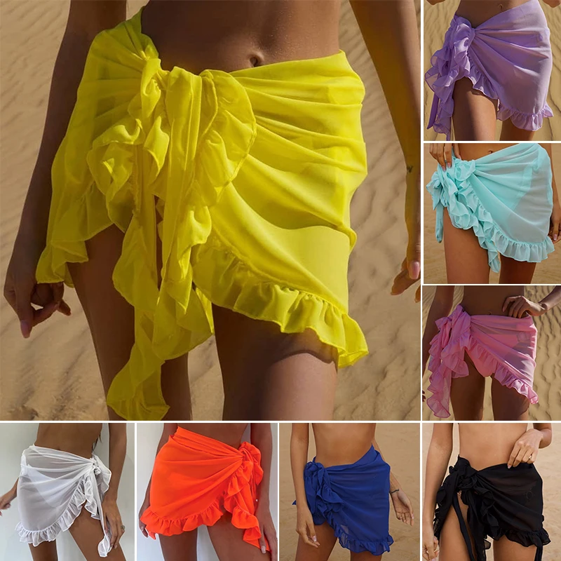 European And American Chiffon Sarong Dress Beach Wear Wrap Lightweight Mesh Swimwear Sun Protection Bikini Skirt Cover Up