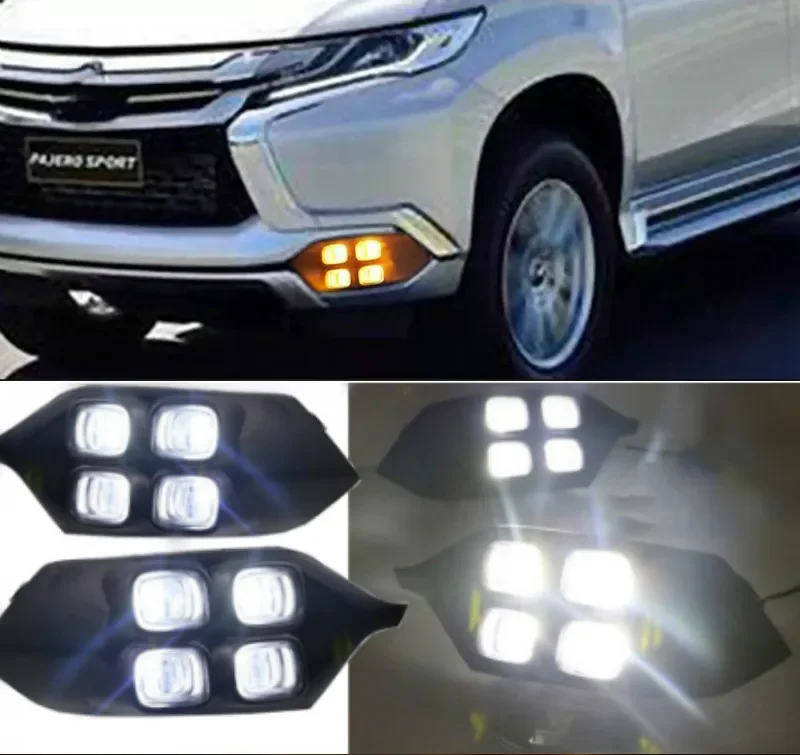 4Eyes Super Brightness Car Accessories ABS 12V LED Daytime Running Light DRL Lamp For Mitsubishi Pajero Sport 2016 2017