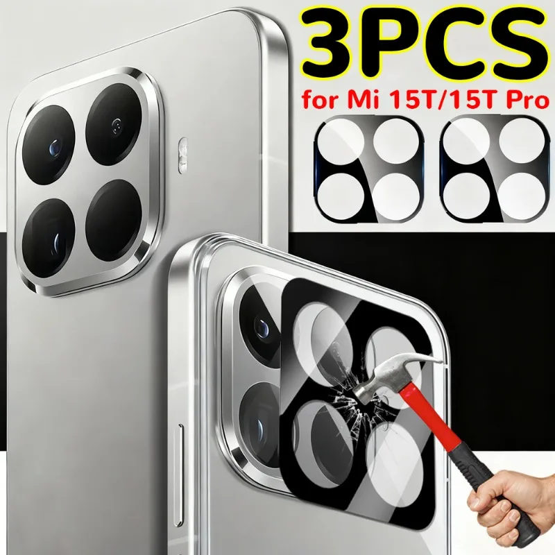 

1/2/3 шт. для Xiaomi 15T Pro, защитная пленка для объектива камеры, черная крышка, прозрачное закаленное стекло, 3D противовзломная жесткая пленка
