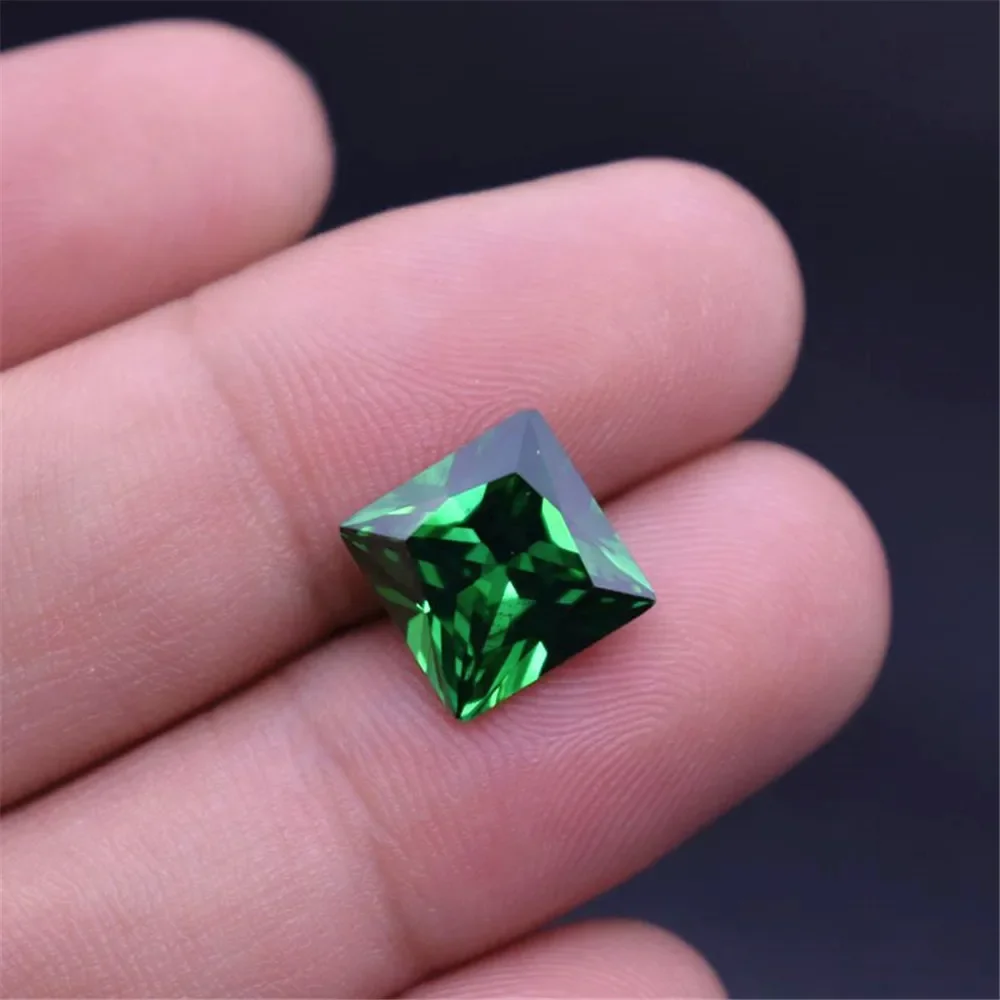 جودة عالية الزمرد الأميرة قطع الأحجار الكريمة مربع الأوجه متوسطة الأخضر الزمرد جوهرة ER052 #6