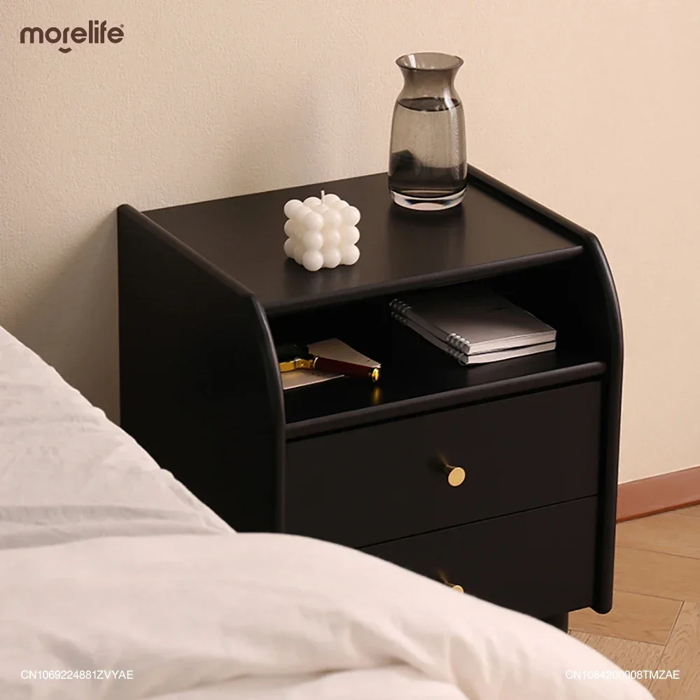 

Modern Nordic Nightstand Bedroom Storage Cabinet Nordic Creative Black Solid Wood Minimalist Bedside Table Home Furniture K01+