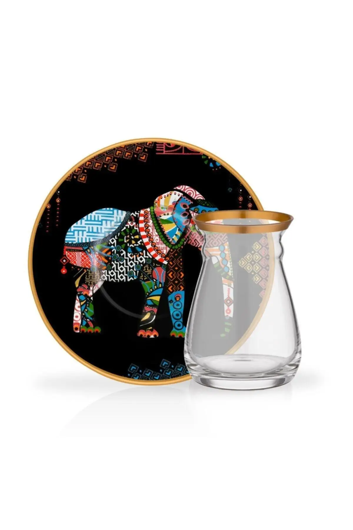 DOLBOVI Elephant Black Tea Set 6 Pieces English Tea Glass Cup