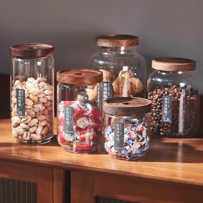 

Nordic Dried Fruit Candy Storage Jar Transparent Sealed Tea Coffee Bottle Kitchen Miscellaneous Grain Storage Box Container Jar