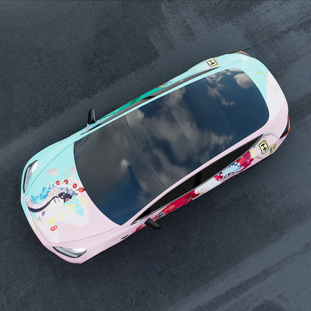 WRAPMASTER 1.52*20m Fashion Anime Pattern Customized Vehicle Wraps PET Color Changing Car Wrap Vinyl Sticker Vehicle