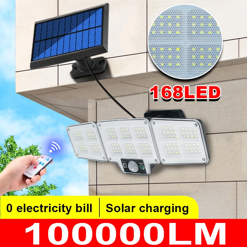 168LED External Solar Light Three Lamp Heads Outdoor Solar Light Garden Courtyard Shop Outdoor LEDIP65 Waterproof Solar Light