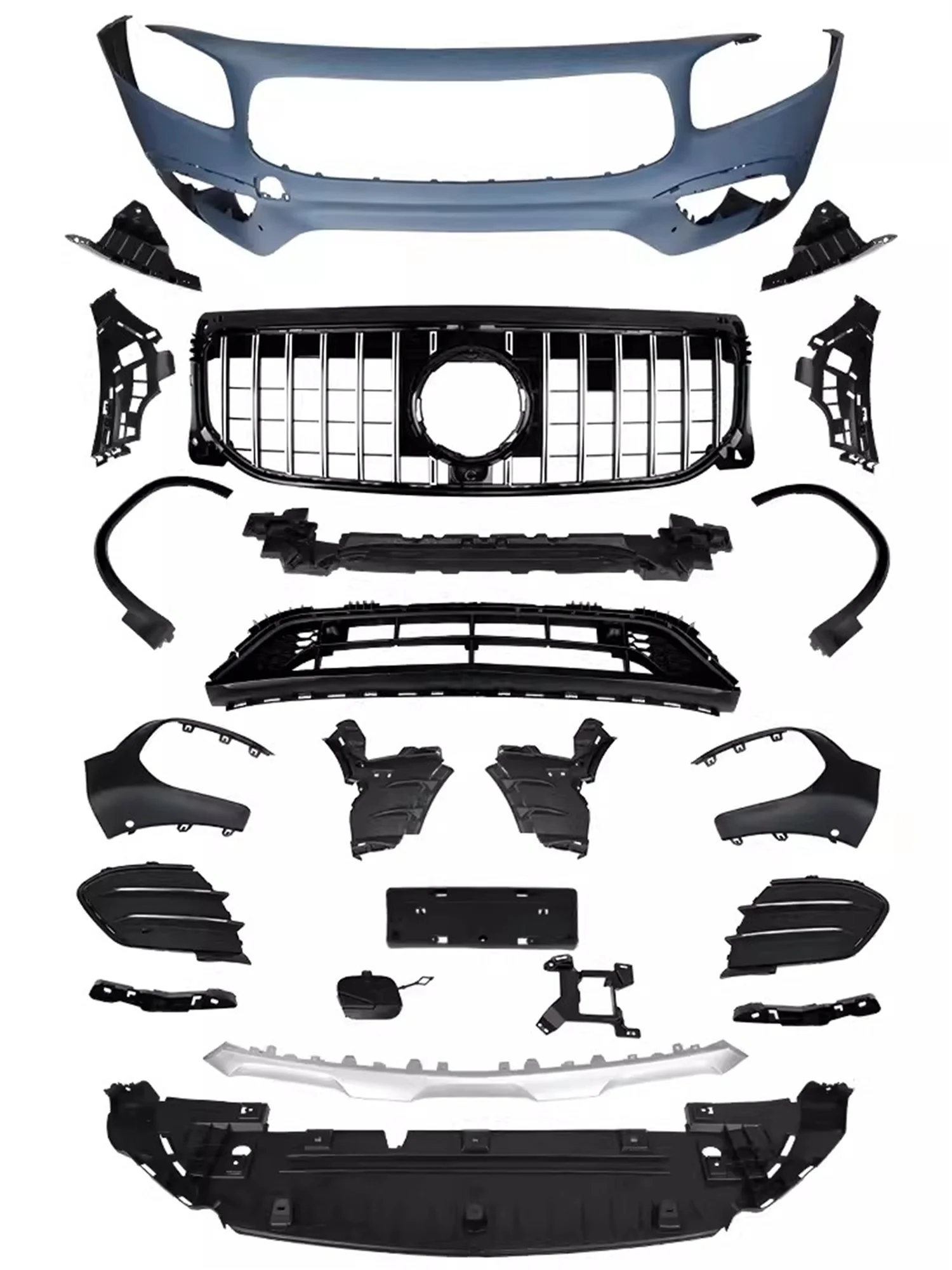 

Комплект для автомобильного переднего и заднего бампера с объемным кузовом для Mercedes Benz GLB180 GLB200 220, модифицированный GLB35 AMG, решетка, задний бампер