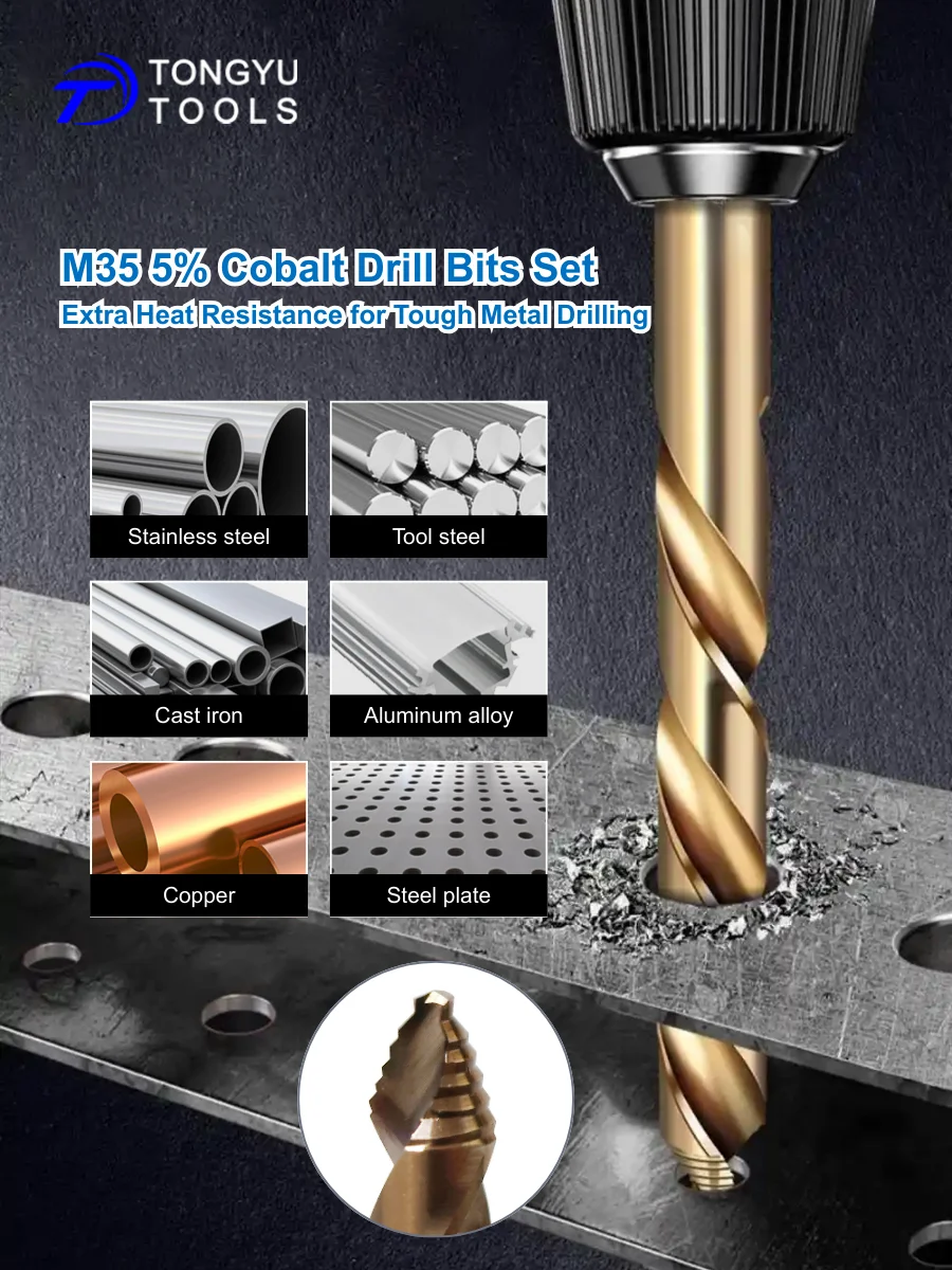 M35 Kobalt Boorbits Set Getrapte Punt Metrisch DIN338 HSS Co5% Spiralboor voor RVS Hard Metaal Zwaar Werk - afbeelding 2