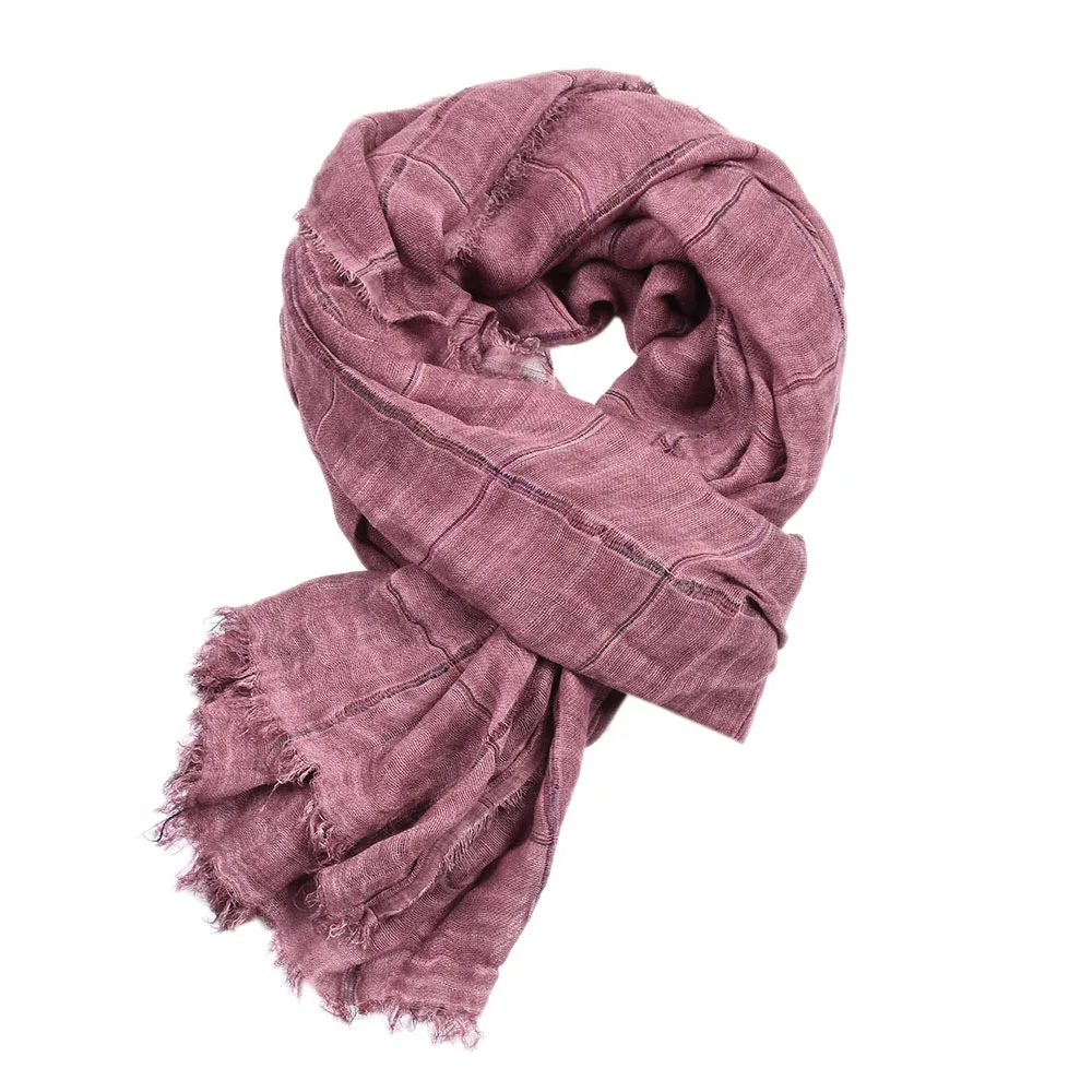 

Men's Autumn Winter Scarf Cotton Linen Khaki Plaid Warm Long Shawl Fashion Neckwear for Men
