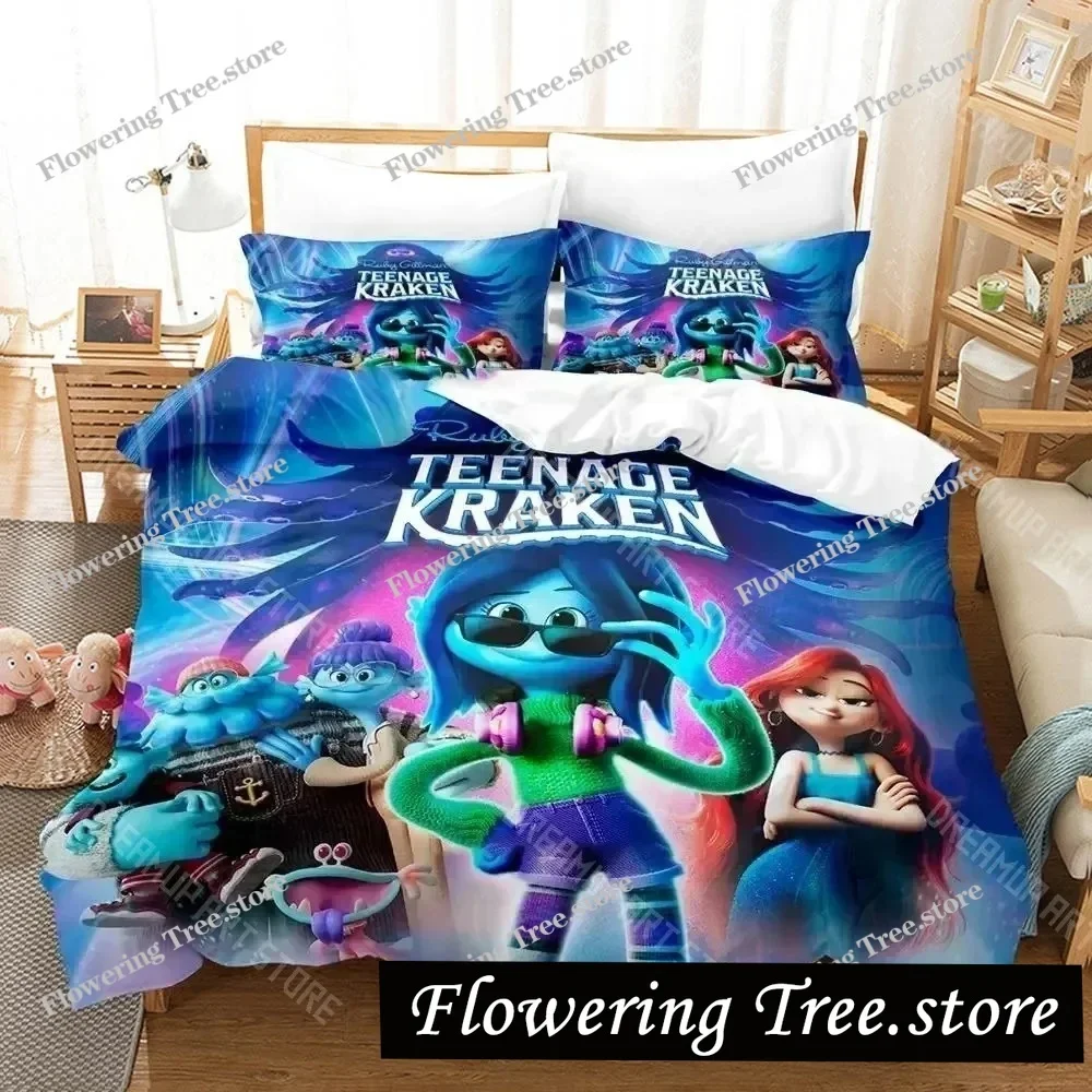 

Cartoon Ruby Gillman Teenage Kraken Bedding Set Duvet Cover Bed Set Quilt Cover Pillowcase Comforter king Queen Size Boys Adult