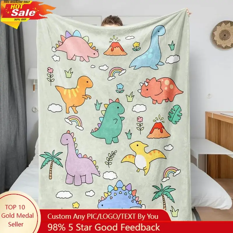 

Dinosaur Blanket for Boys Kids Soft Warm Cozy Cute Dino Blanket for Children's Toys Gifts Are Suitable for Beds Outdoor Camping