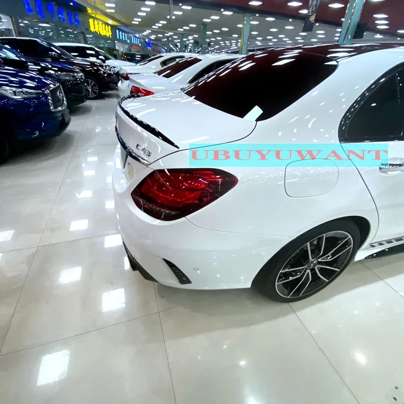 For Mercedes Benz C-Class W205 C300 Sedan 2015 2016 2017 2018 2019 2020 2021 Car Tail Wing Rear Trunk Lip Spoiler Trim ABS