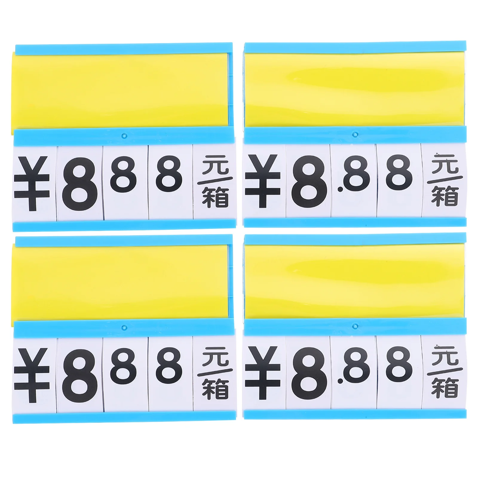 4 Pcs Price Tag Signs with Numbers Hanging Label Supermarket Erasable Tags Display Plastic