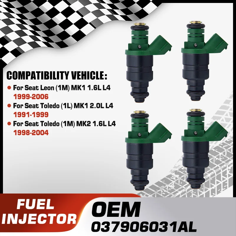 

4 Cylinders Engine Fuel Injectors Nozzle For Seat Leon 1M MK1 Seat Toledo 1L MK1 Seat Toledo 1M MK2 1.6L L4 037906031AL