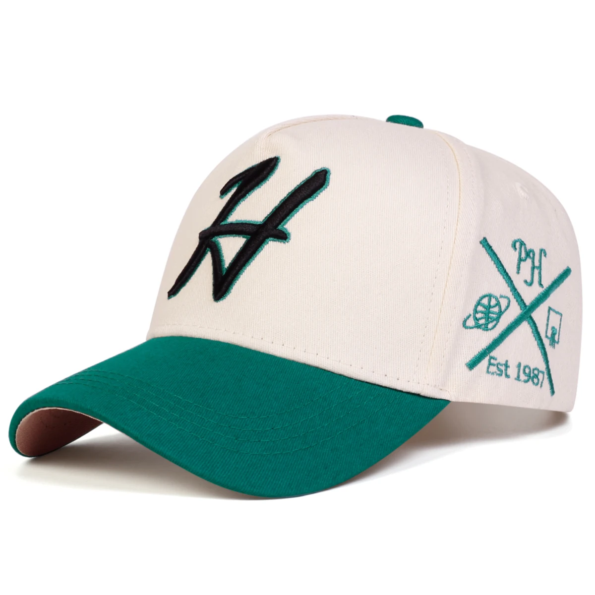 Unisex H Letter Embroidered Baseball Caps Spring Autumn Outdoor Adjustable Casual Hats Sunscreen Hat