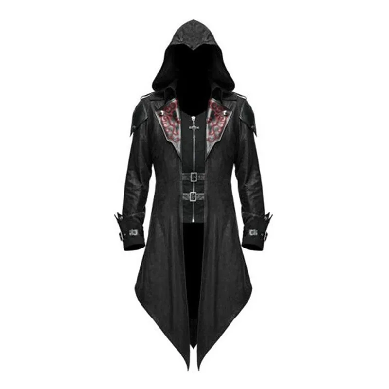 2023 Nieuwe Middeleeuwse Huurmoordenaarsspel Moordenaars Creed Cosplay Kostuum Edward Streetwear Jas Capuchon Bovenkleding Halloween Feestkleding