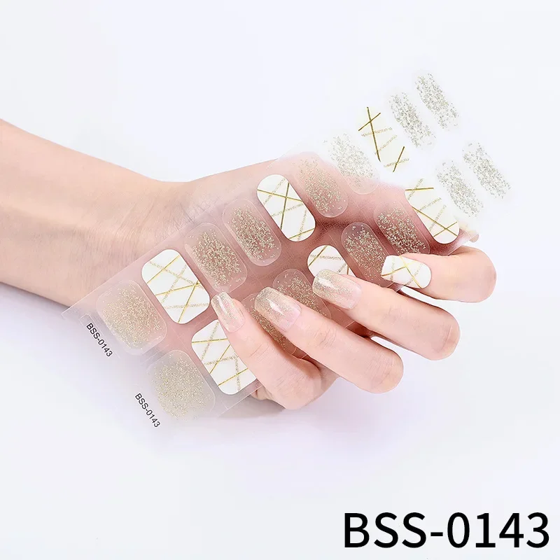 Bandes Adhésives pour Ongles en Gel Semi-Durci, Glissière de Manucure, Décor à Paillettes, Besoin d'une Lampe UV LED, Décalcomanies à la Mode