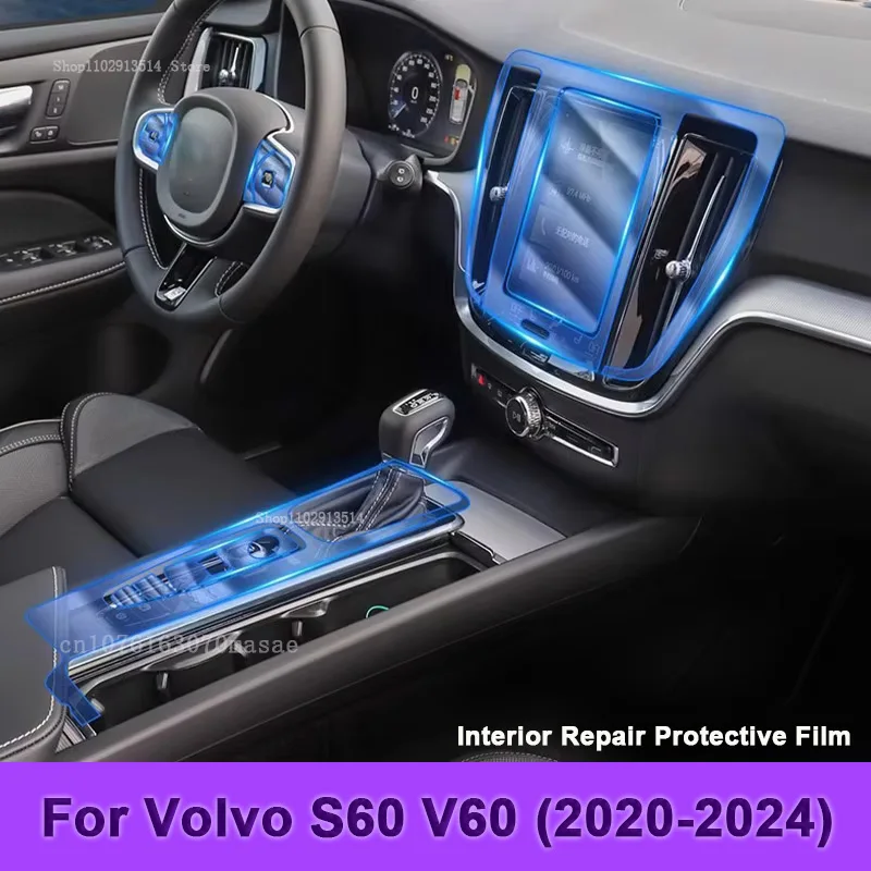 

For Volvo S60 V60 (2020-2024) Car Interior GPS Navigation LCD Screen TPU Protective Film Protector Decoration Car Stickers