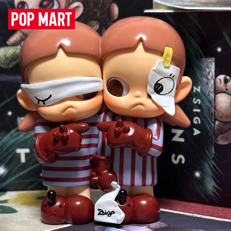 POP MART Zsiga 트윈스 시리즈 트렌디 데스크탑 장식품 귀여운 인형 피규어 장식 정교한 디테일 소장용 선물 소녀용
