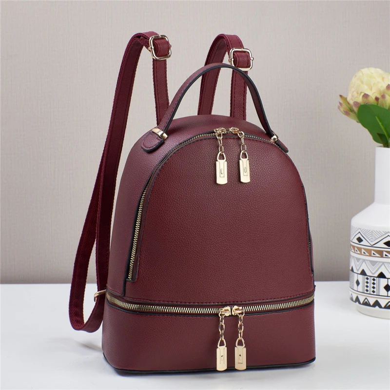 PU Leather Brand Backpack For Women New Fashion Travel Bagpack High Quality School Bags Casual Lides Shoulder Bag Sac