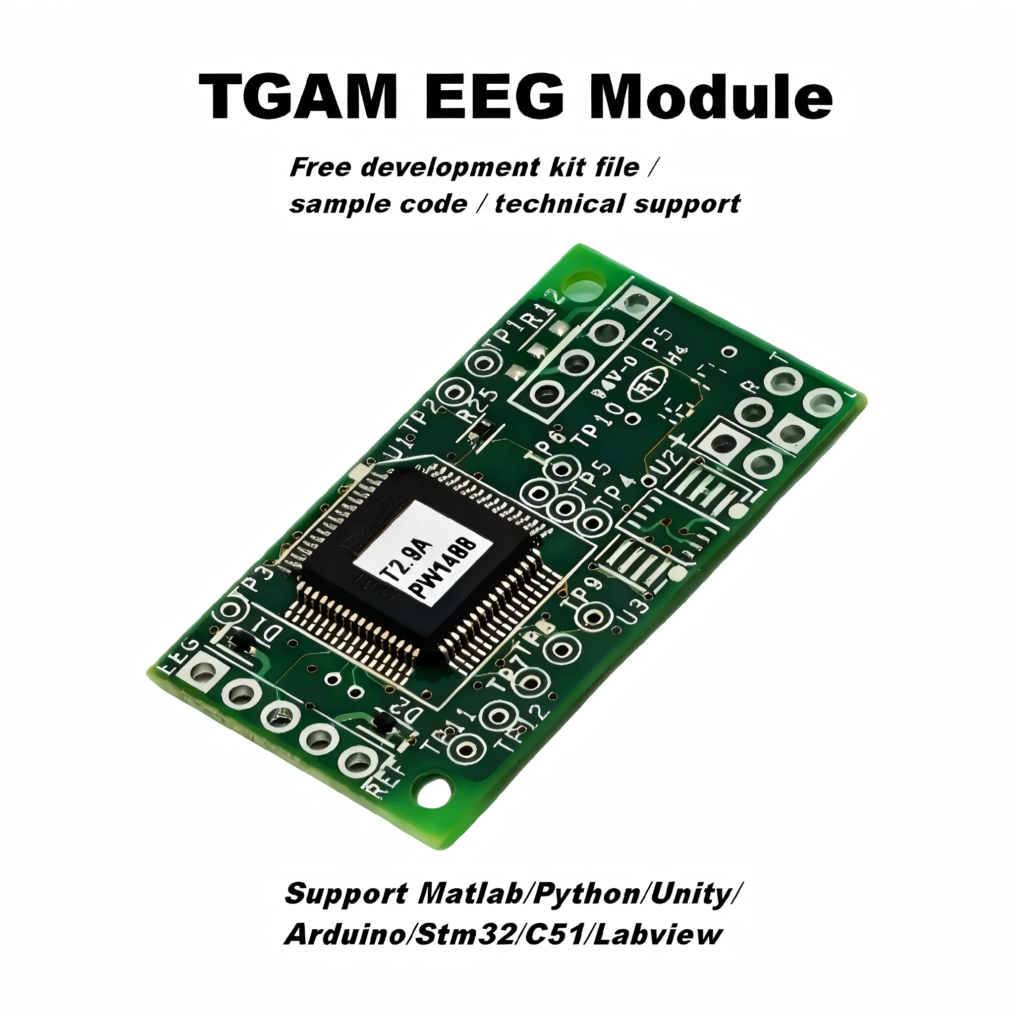 Kit de desenvolvimento de módulo tgam, faixa de cabeça de ondas cerebrais, sensor eeg, saída de dados mindwave arduino python matlab unit