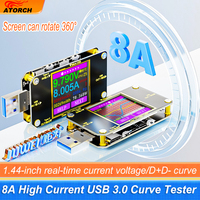 A3 8A USB tester Type-C PD  Digital Voltmeter DC Voltage Current Meter Ammeter Detector Power Bank Capacity Charger Indicator