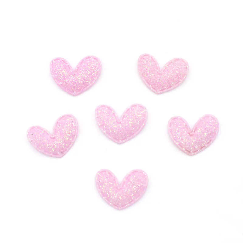 60Pcs Kawaii Glitter Little Heart Patches 2CM Padded Appliques for Clothes Sewing Supplies DIY Craft Decoration